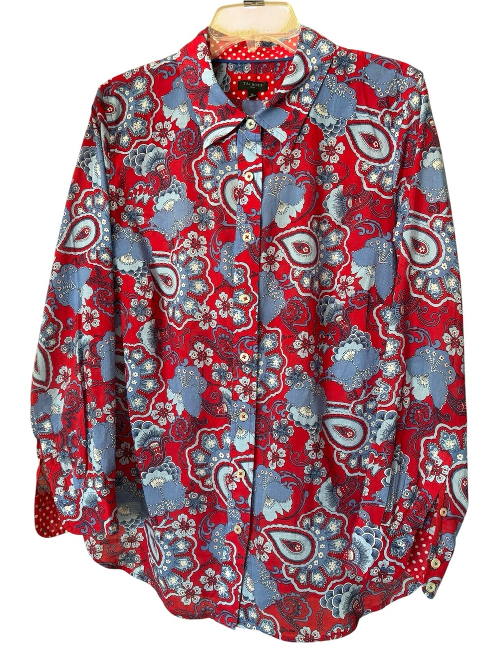 Talbots Red and Blue Paisley Button-Down Shirt - Picture 3 of 3